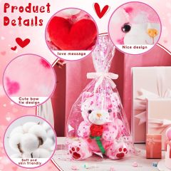 2 Sets Valentines Day Plush Cute Stuffed Heart Cat Animal Toys