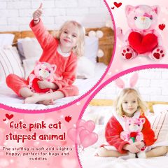 2 Sets Valentines Day Plush Cute Stuffed Heart Cat Animal Toys
