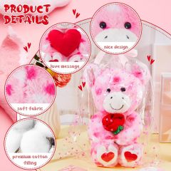 2 Sets Valentines Day Plush Stuffed Cow Cute Stuffed Heart Cow Animal Toys