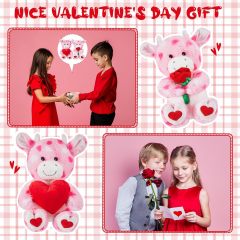 2 Sets Valentines Day Plush Stuffed Cow Cute Stuffed Heart Cow Animal Toys