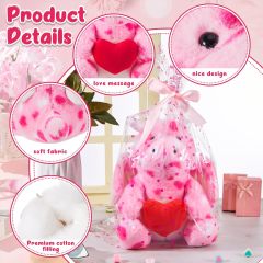 2 Sets Valentines Day Plush Stuffed Dragon Cute Animal Toys with Heart and Rose