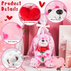 2 Sets Valentines Day Plush Cute Stuffed Heart Dog Animal Toys