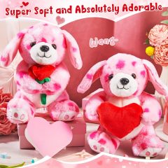 2 Sets Valentines Day Plush Cute Stuffed Heart Dog Animal Toys
