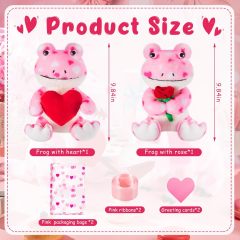 2 Sets Valentines Day Plush Stuffed Frog Cute Stuffed Heart Frog Animal