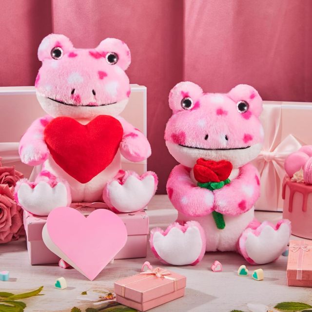 2 Sets Valentines Day Plush Stuffed Frog Cute Stuffed Heart Frog Animal