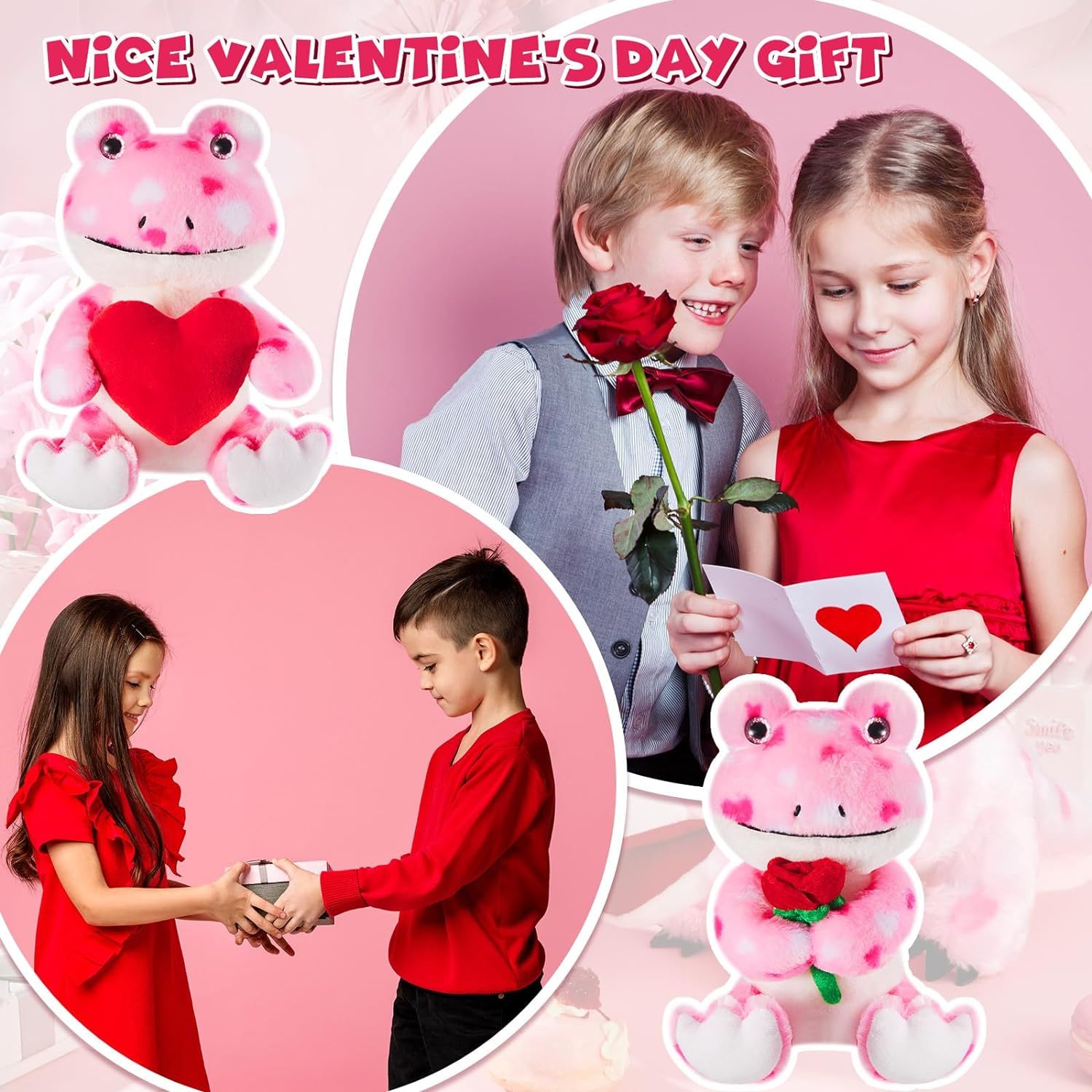 2 Sets Valentines Day Plush Stuffed Frog Cute Stuffed Heart Frog Animal