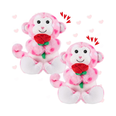 2 Sets Valentines Day Plush Stuffed Monkey Cute Stuffed Heart Monkey Animal Toys