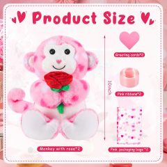 2 Sets Valentines Day Plush Stuffed Monkey Cute Stuffed Heart Monkey Animal Toys