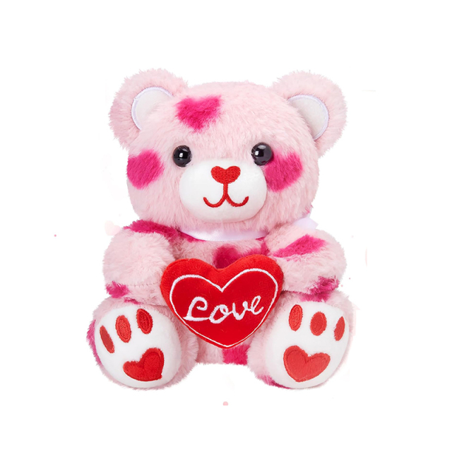 Pink Valentines Teddy Bear Stuffed Animal with Love Heart 8 Inches