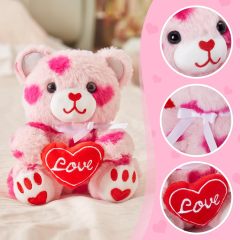 Pink Valentines Teddy Bear Stuffed Animal with Love Heart 8 Inches