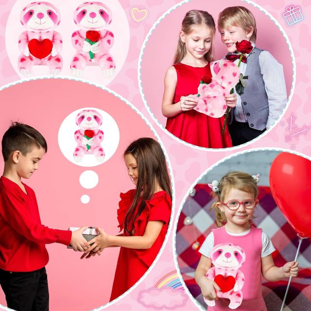 2 Sets Valentines Day Plush Stuffed Sloth Cute Stuffed Heart Sloth Animal Toys