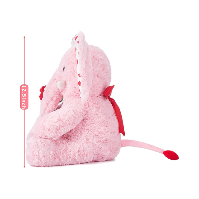 Cute 12.5" Elephant Stuffed Animal Plush Toy with Rose for Valentine Day