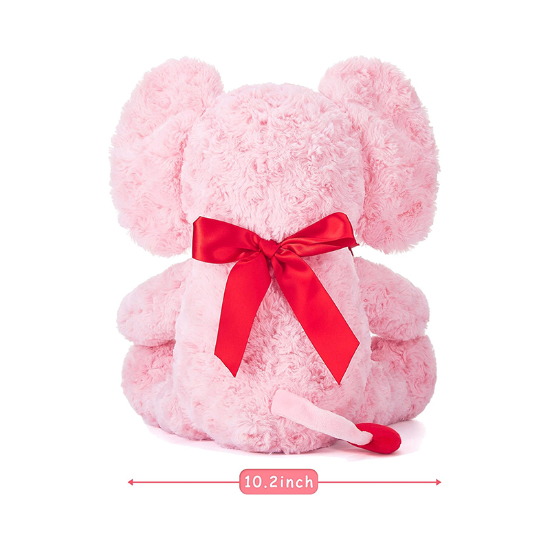 Cute 12.5" Elephant Stuffed Animal Plush Toy with Rose for Valentine Day