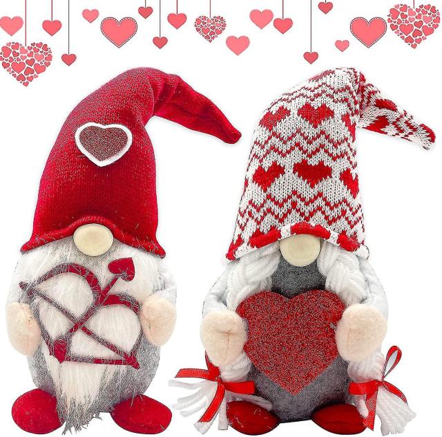 Valentines Day Decor 2pcs Valentine Gnomes Plush Toys Decorations