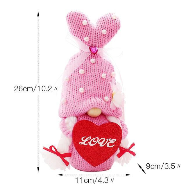 Valentines Day Handmade Knitted Doll Stuff Gnome Plush Toy