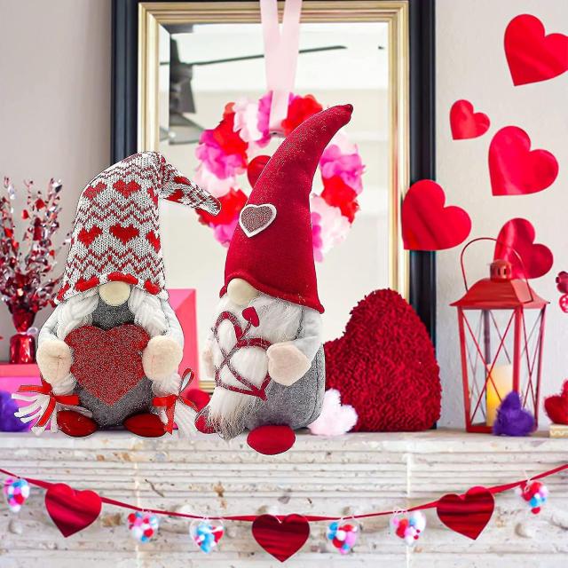 Valentines Day Decor 2pcs Valentine Gnomes Plush Toys Decorations