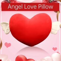 Angel Heart Shaped Plush Pillow Fluffy Soft Hand Warmer Pillow Plush Toy