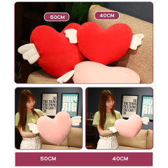 Angel Heart Shaped Plush Pillow Fluffy Soft Hand Warmer Pillow Plush Toy