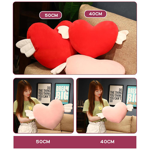 Angel Heart Shaped Plush Pillow Fluffy Soft Hand Warmer Pillow Plush Toy