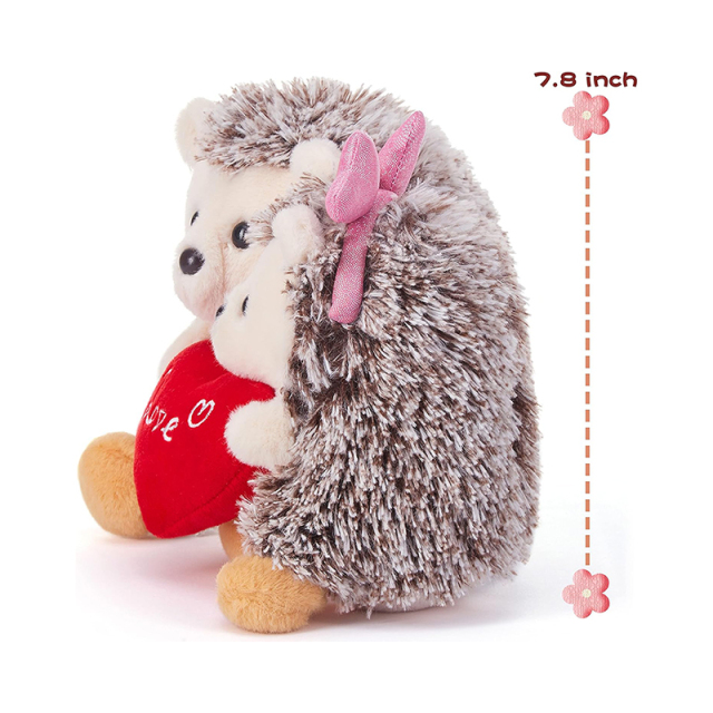 7.8" Hedgehog Stuffed Animal Plush Toy Holding Heart