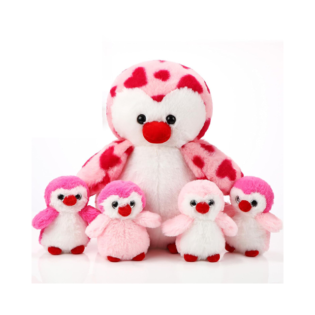 5 Pcs Penguin Plush Toy Set 1 Mommy Penguin Stuffed Animal with 4 Cute Babies
