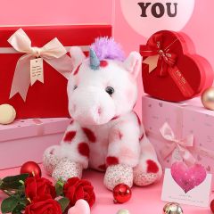Cute 11.8" Unicorn Stuffed Animal Love Plush Toy with Heart for Valentine Day