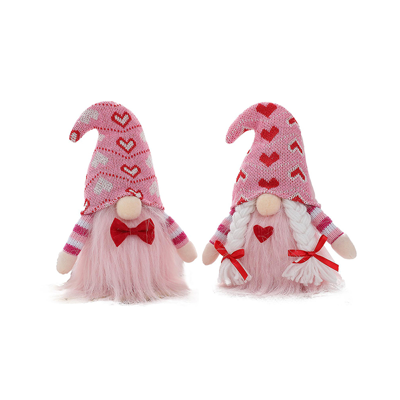 2pcs Valentines Day Gnome Plush Handmade Knitted Doll