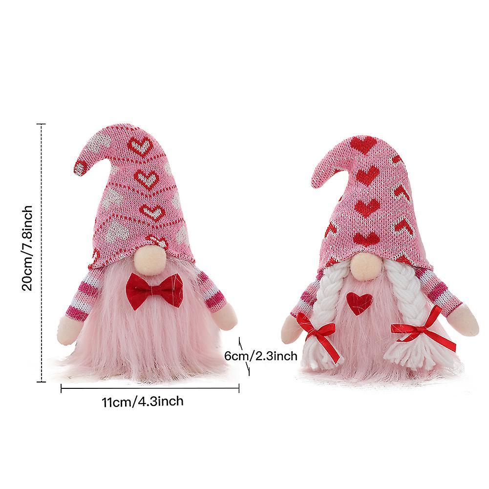 2pcs Valentines Day Gnome Plush Handmade Knitted Doll