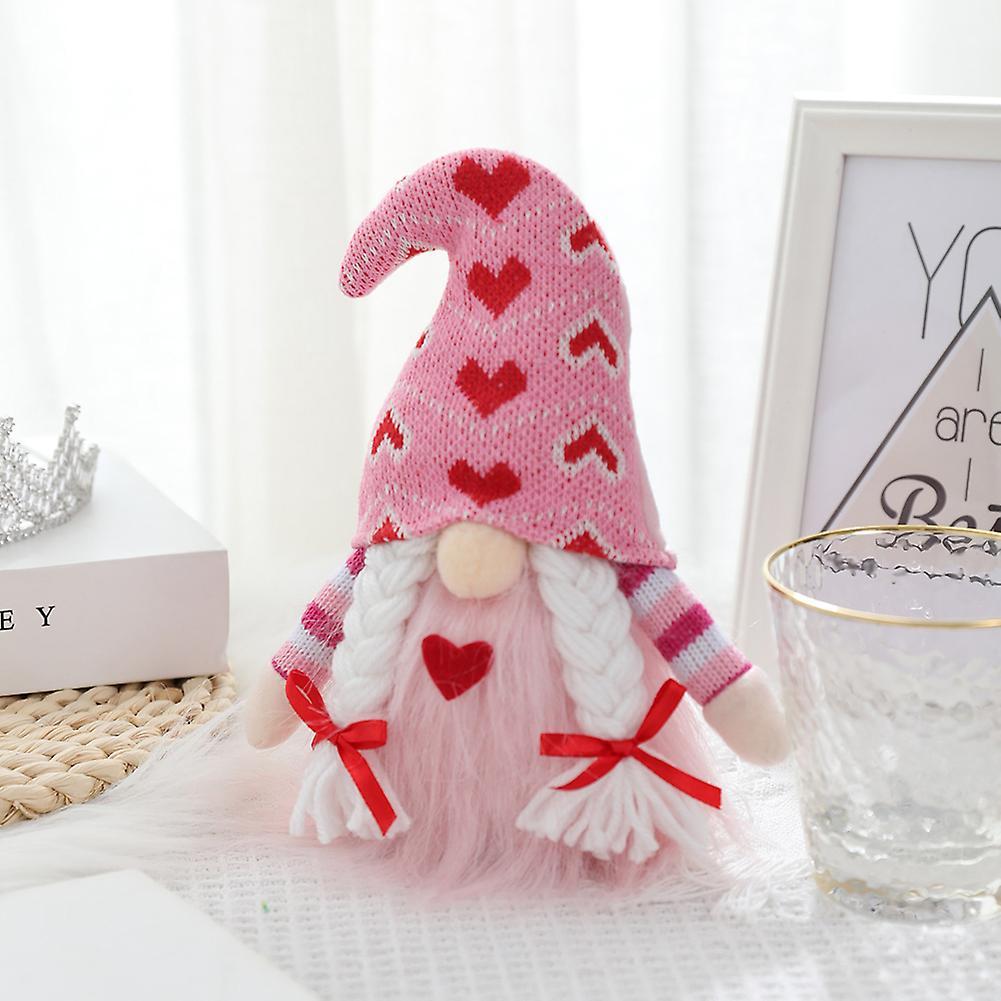 2pcs Valentines Day Gnome Plush Handmade Knitted Doll