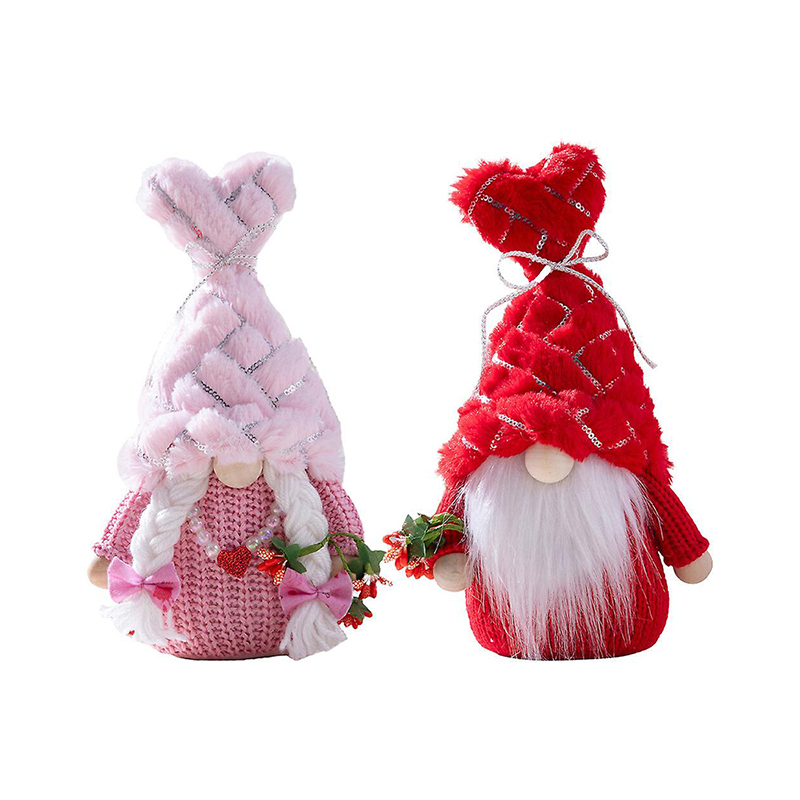 2pcs Valentine's Day Decorative Plush Gnome Doll Adorable Heart Design Gnome Toy