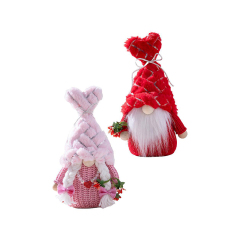 2pcs Valentine's Day Decorative Plush Gnome Doll Adorable Heart Design Gnome Toy