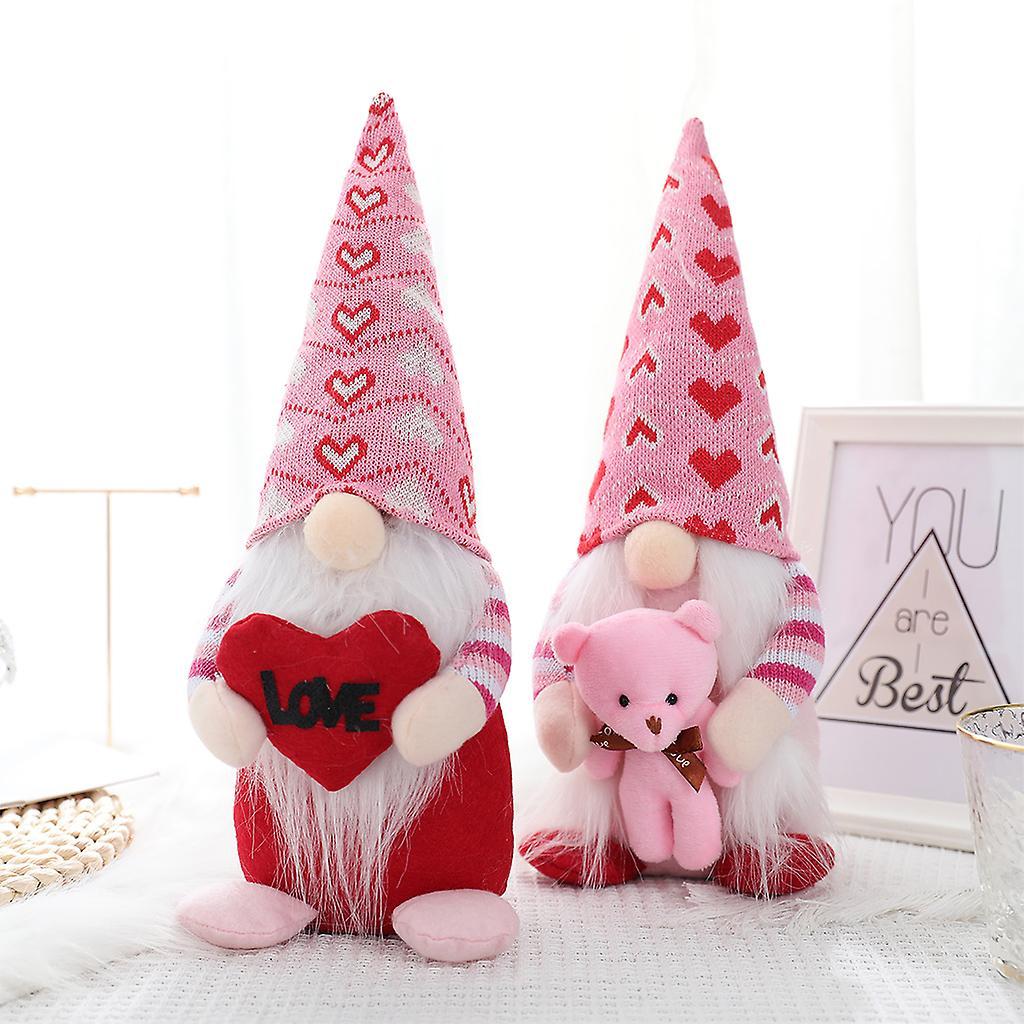 Valentines Day Gnome Plush Heart Bear Scandinavian Tomte Elf Decorations Swedish