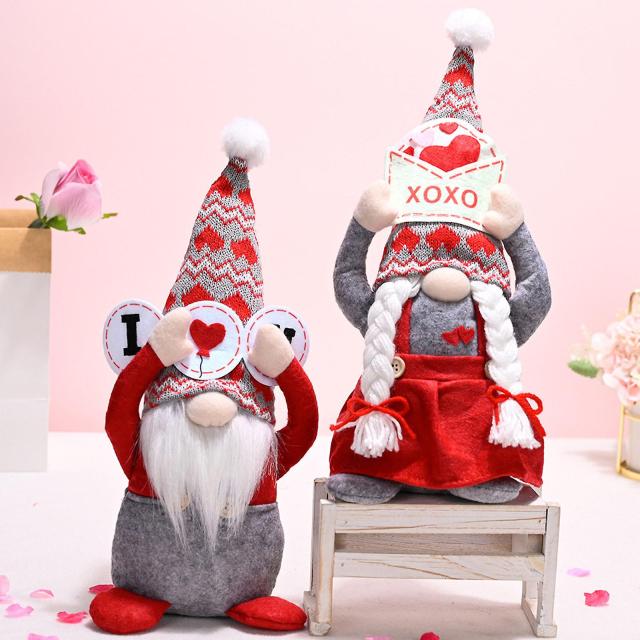 Valentines Day Gnome Decorations Handmade Elf Plush Doll
