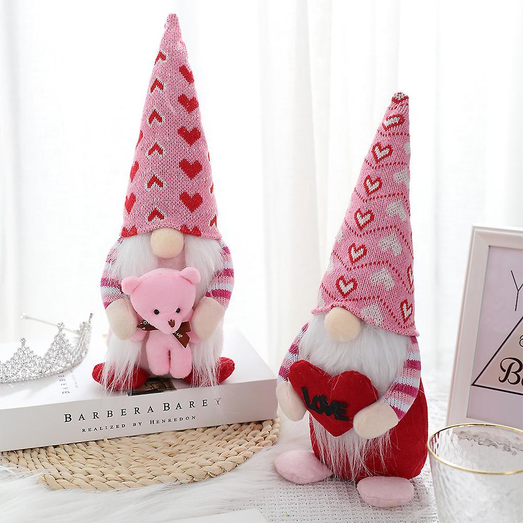 Valentines Day Gnome Plush Heart Bear Scandinavian Tomte Elf Decorations Swedish