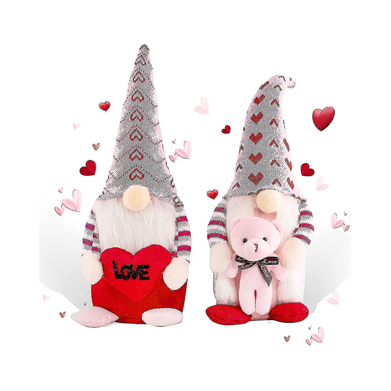 2pcs Gnome Plush Doll Valentine Decorations Faceless Rudolph Table Ornament