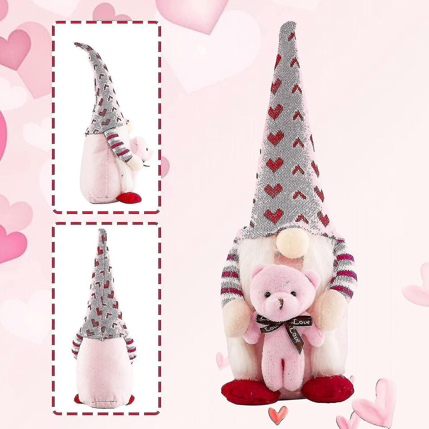 2pcs Gnome Plush Doll Valentine Decorations Faceless Rudolph Table Ornament