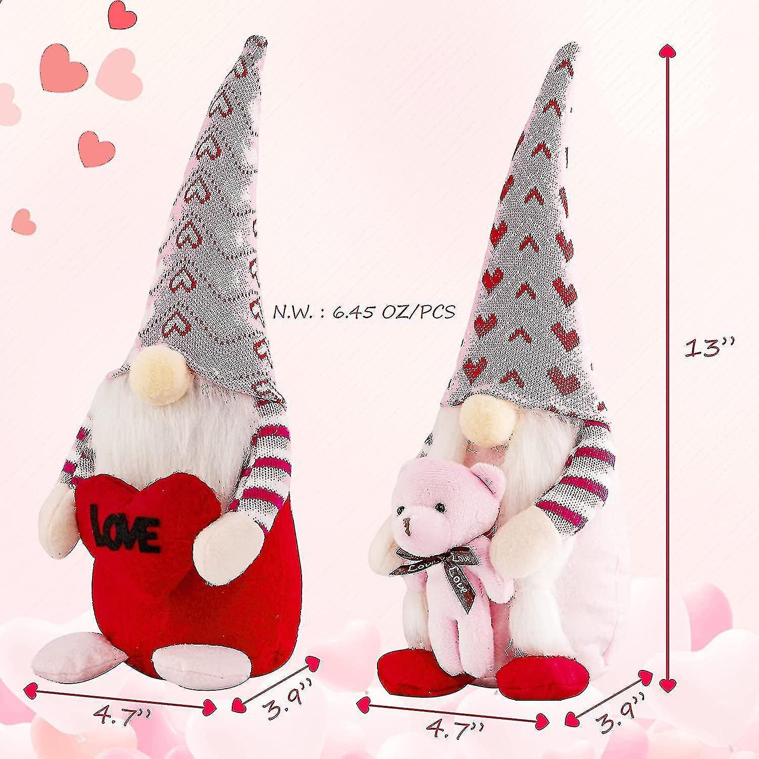 2pcs Gnome Plush Doll Valentine Decorations Faceless Rudolph Table Ornament