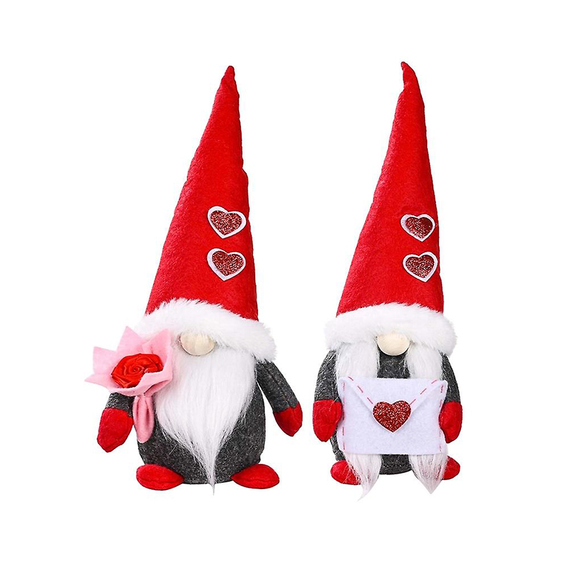 2pcs Valentines Day Decorations Heart Flower Gnome Plush Elf