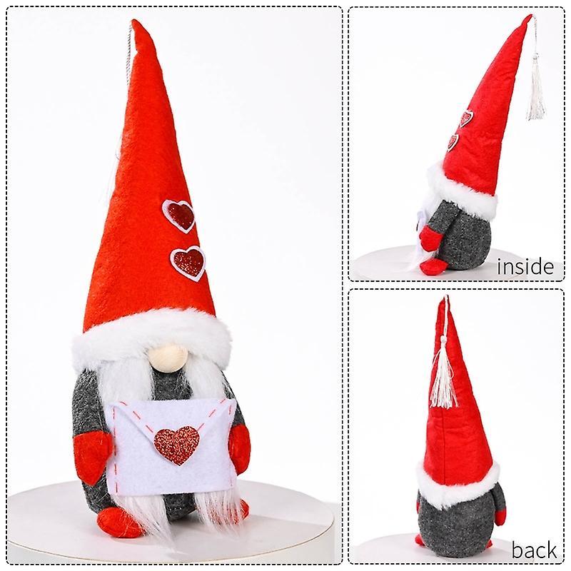2pcs Valentines Day Decorations Heart Flower Gnome Plush Elf