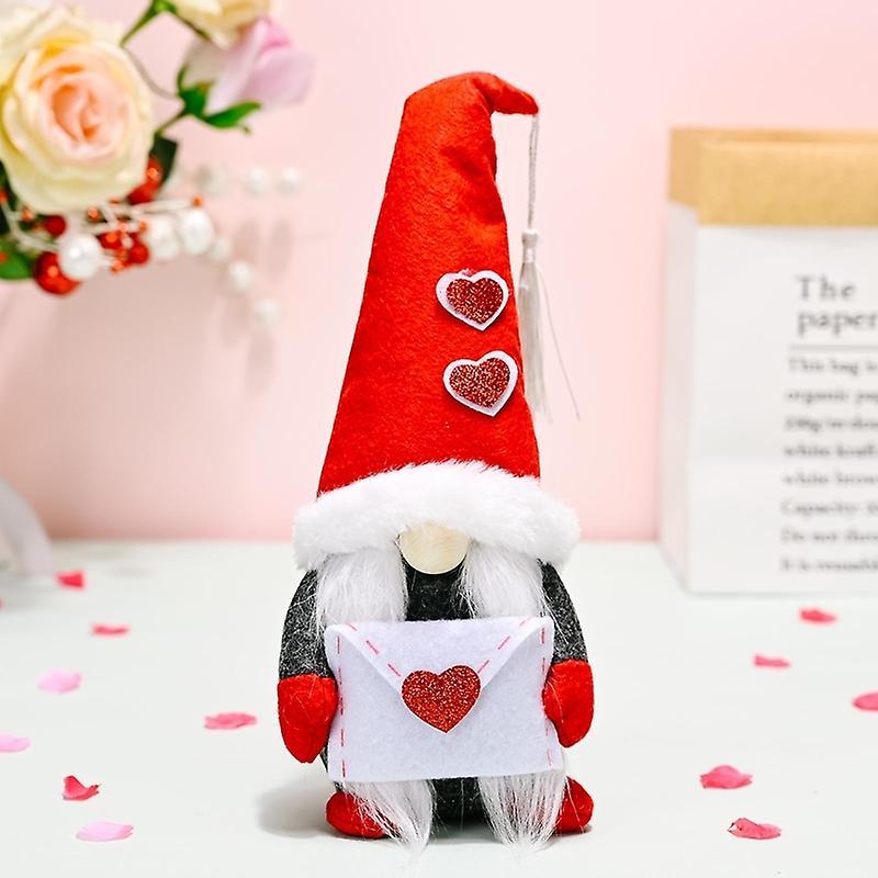 2pcs Valentines Day Decorations Heart Flower Gnome Plush Elf