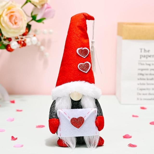 2pcs Valentines Day Decorations Heart Flower Gnome Plush Elf