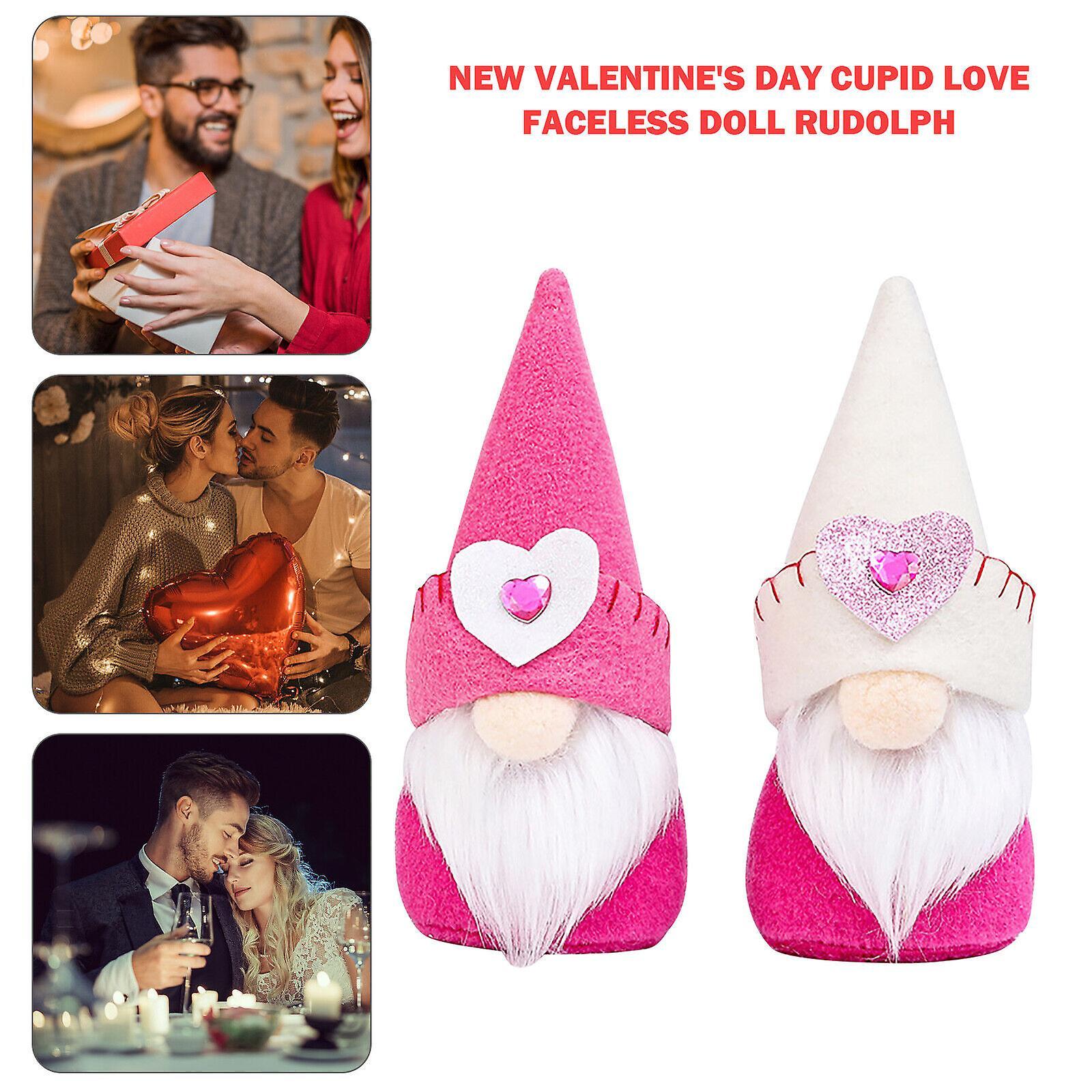 2 Pcs Valentines Day Decor Gnomes Plush Doll