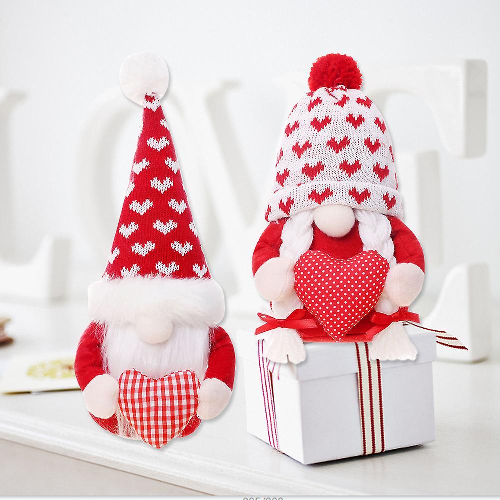 Dwarf Plush Doll Faceless Holding Heart Couple Doll Valentine Day