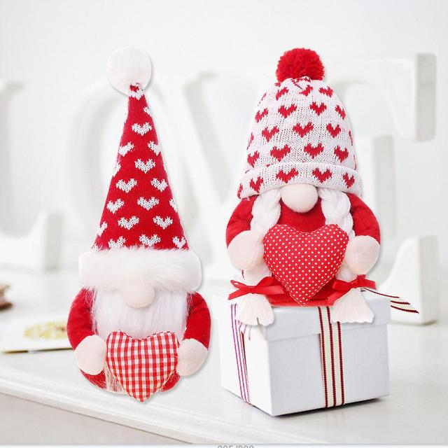 Dwarf Plush Doll Faceless Holding Heart Couple Doll Valentine Day