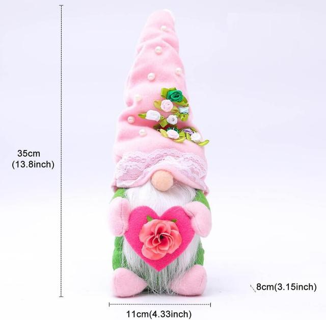 3pcs Spring Flowers Gnome Valentines Day Gnomes Plush Doll