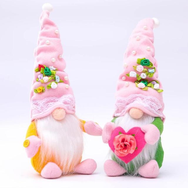 3pcs Spring Flowers Gnome Valentines Day Gnomes Plush Doll