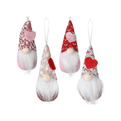 4pcs Valentines Day Hanging Gnomes Plush Doll Handmade Tree Hanging Decor Gifts