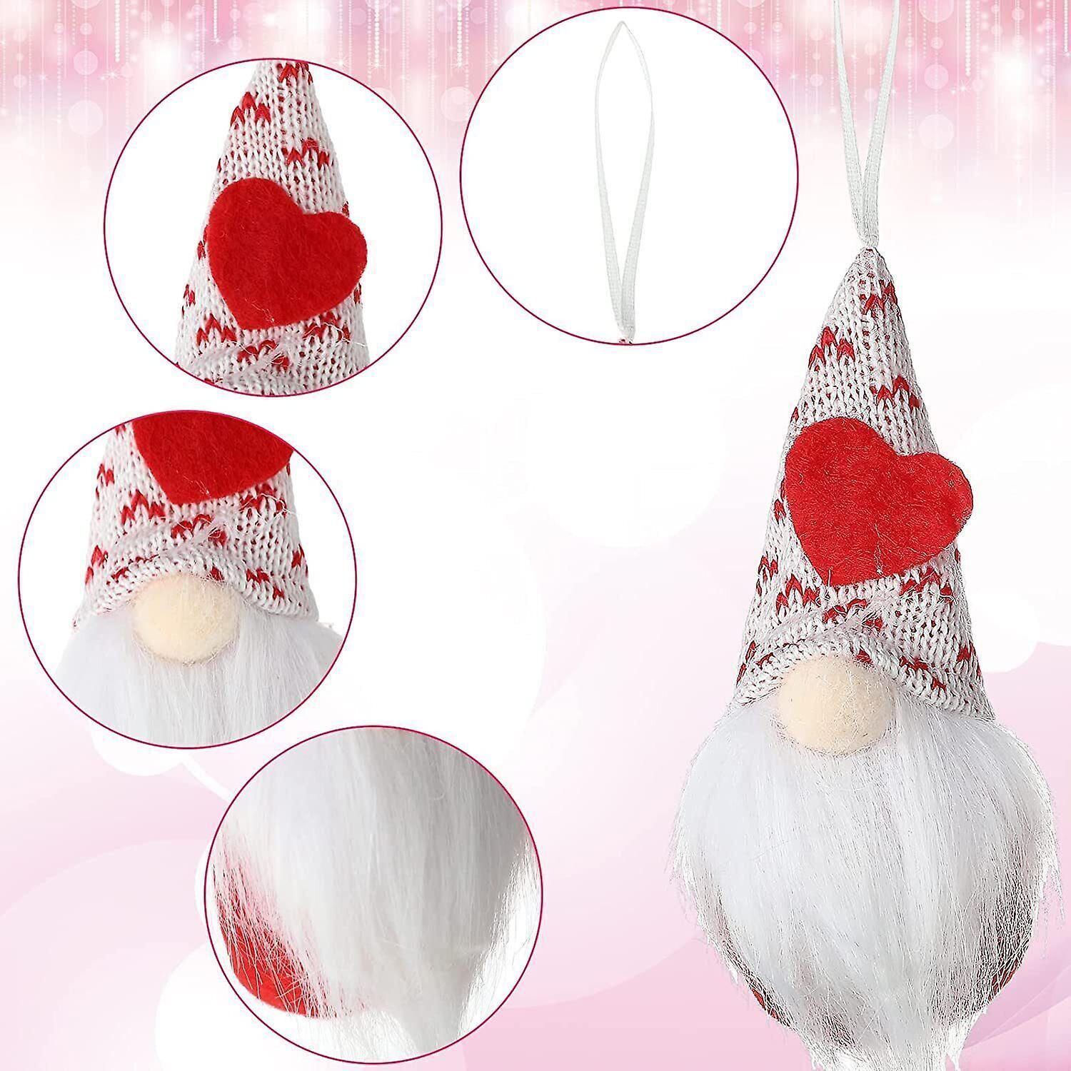 4pcs Valentines Day Hanging Gnomes Plush Doll Handmade Tree Hanging Decor Gifts