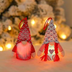 Valentine's Day Gnome Set Of 4 Plaid Swedish Tomte Plush Doll Led Light Ornament