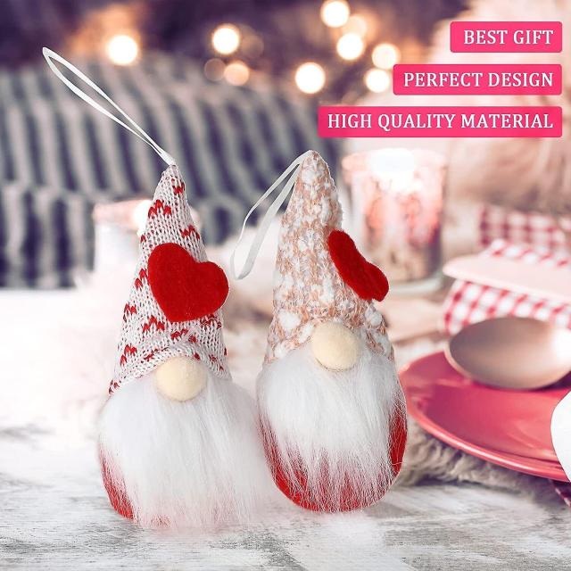 4pcs Valentines Day Hanging Gnomes Plush Doll Handmade Tree Hanging Decor Gifts
